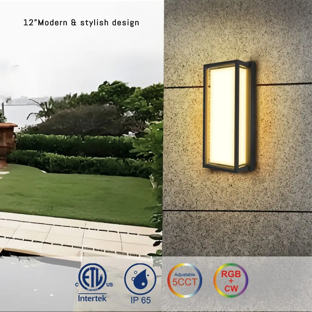 12'' 5CCT-RGBW-Outdoor-Wall-Light