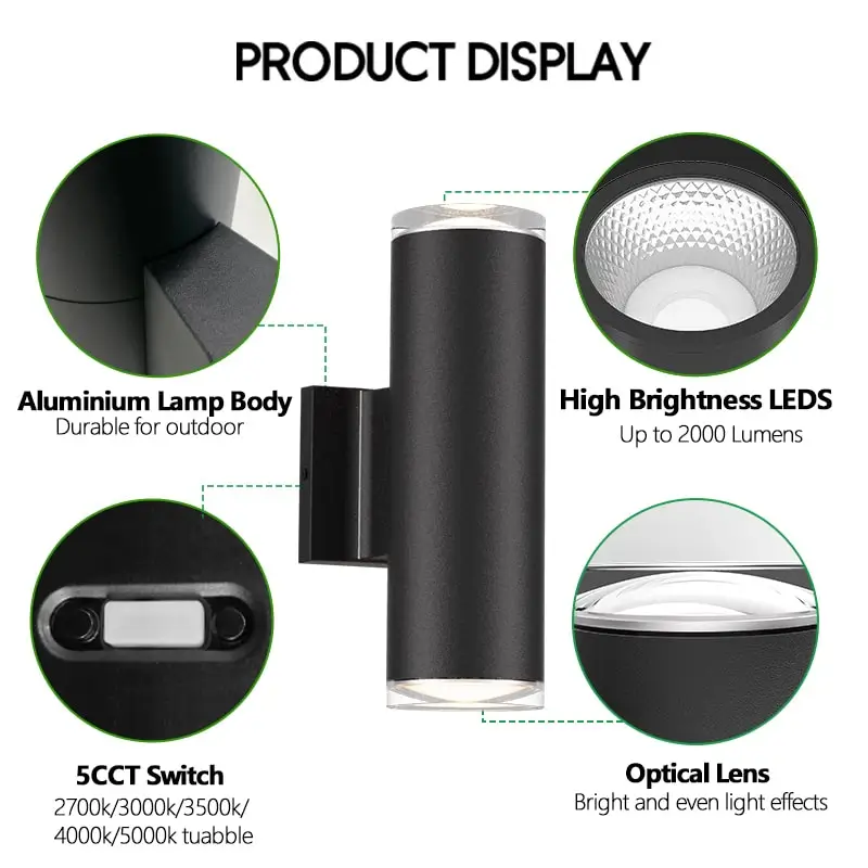 8'' Inch-Cylinder-RGBW-Outdoor-Wall-Lamp
