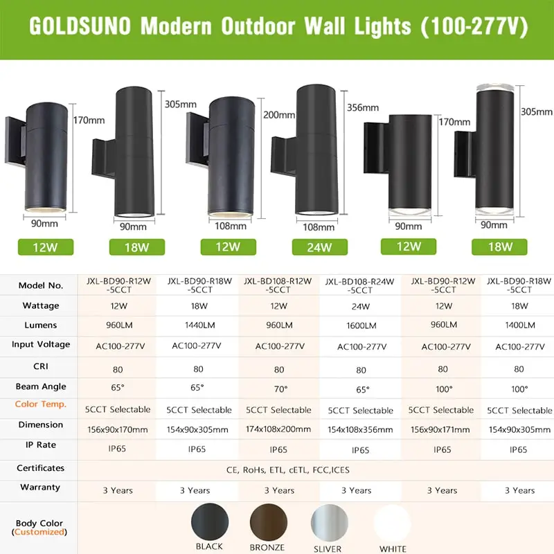 14'' 24W-Cylinder-Up-Down-Wall-Light
