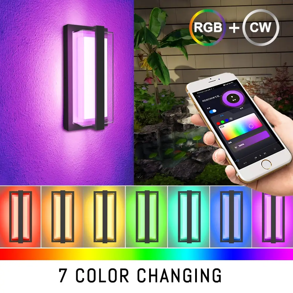 14“ 5CCT-RGBW-Outdoor-Wall-Light